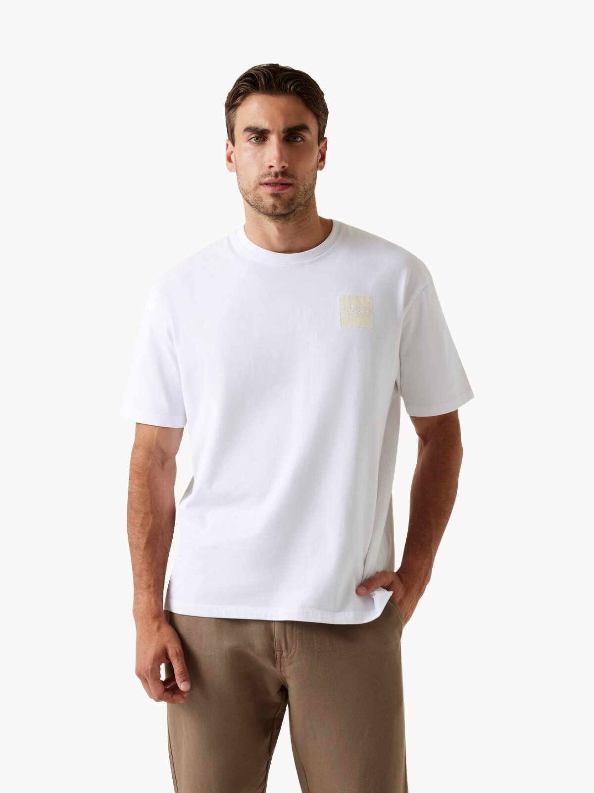 Футболка GUESS SS CN PATCH AT CHEST, размер L, белый,