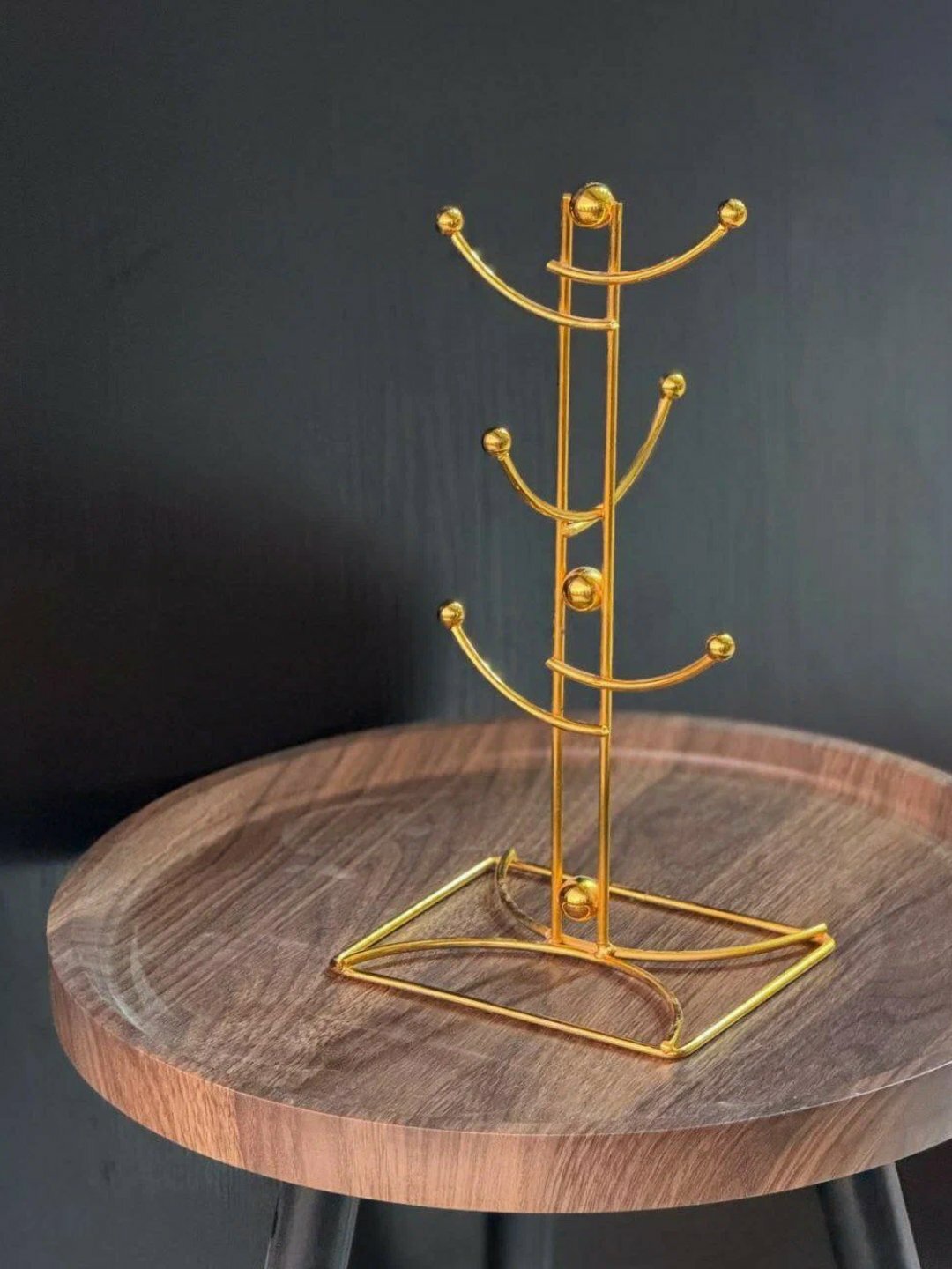 Кухонный держатель, для кружек, нержавеющей стали, настольный, овал, золотистый