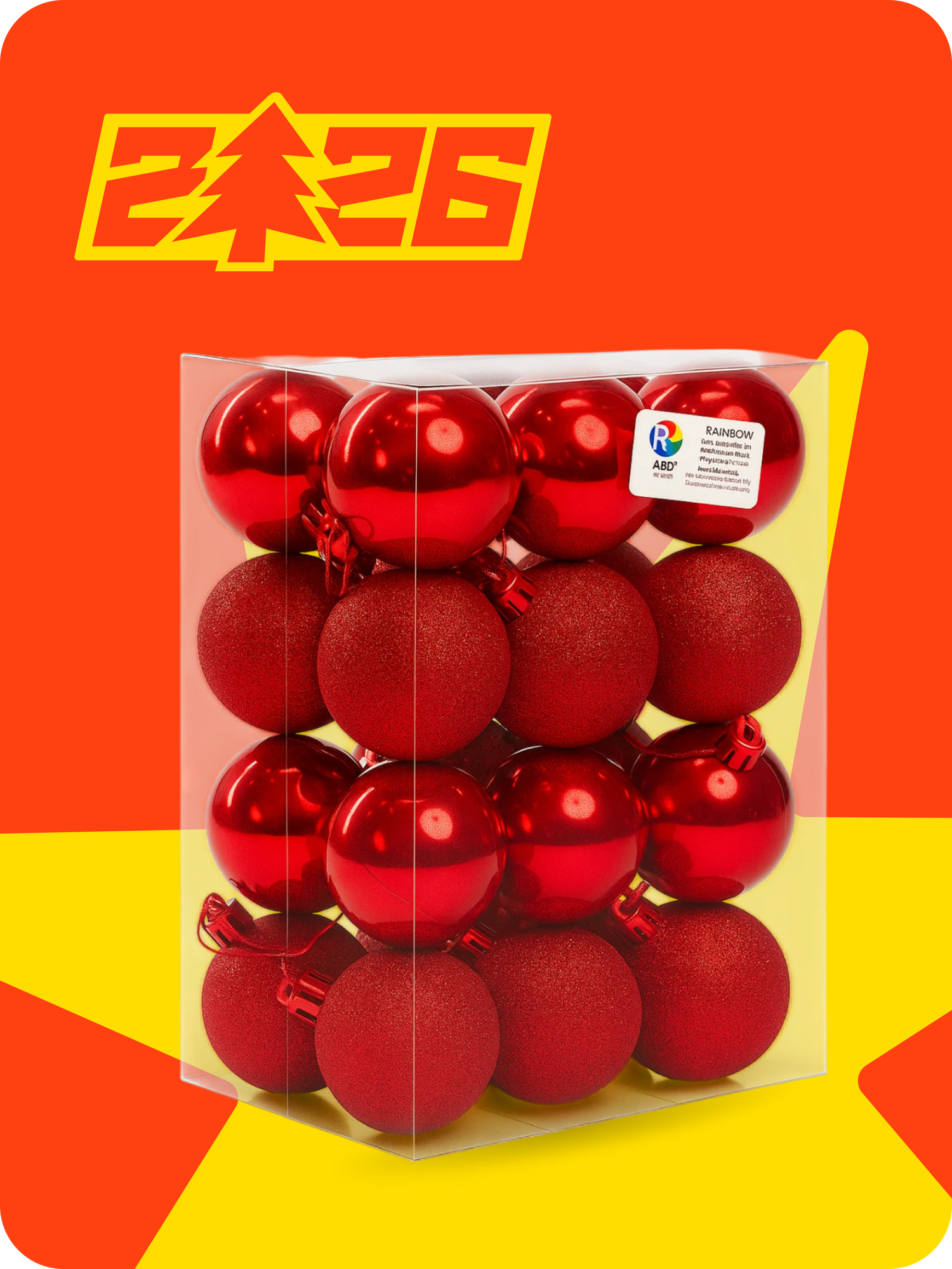 Ёлочные шары 5 см, набор 24 шт, блестящие украшения для новогодней ёлки