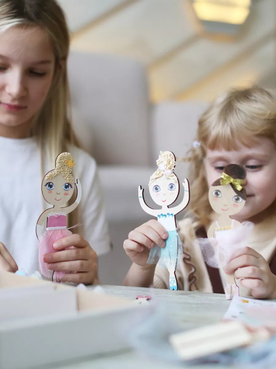 Набор для творчества HappyLine “Балерины” — деревянные фигурки , поделки своими руками, подарок для девочки — фото 1