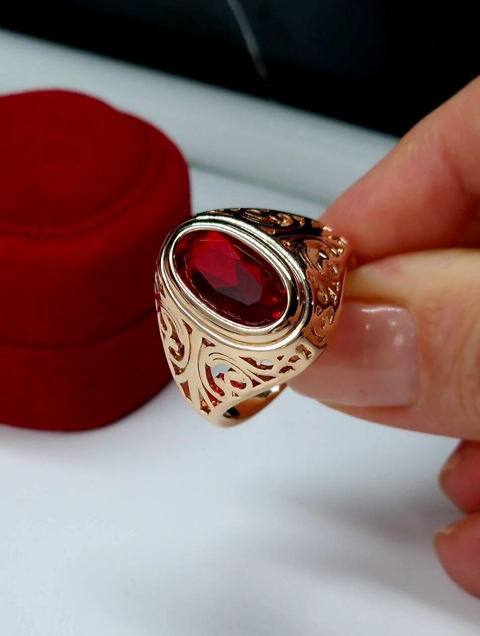 Кольцо, фианит, размер 18, золотой — фото 1