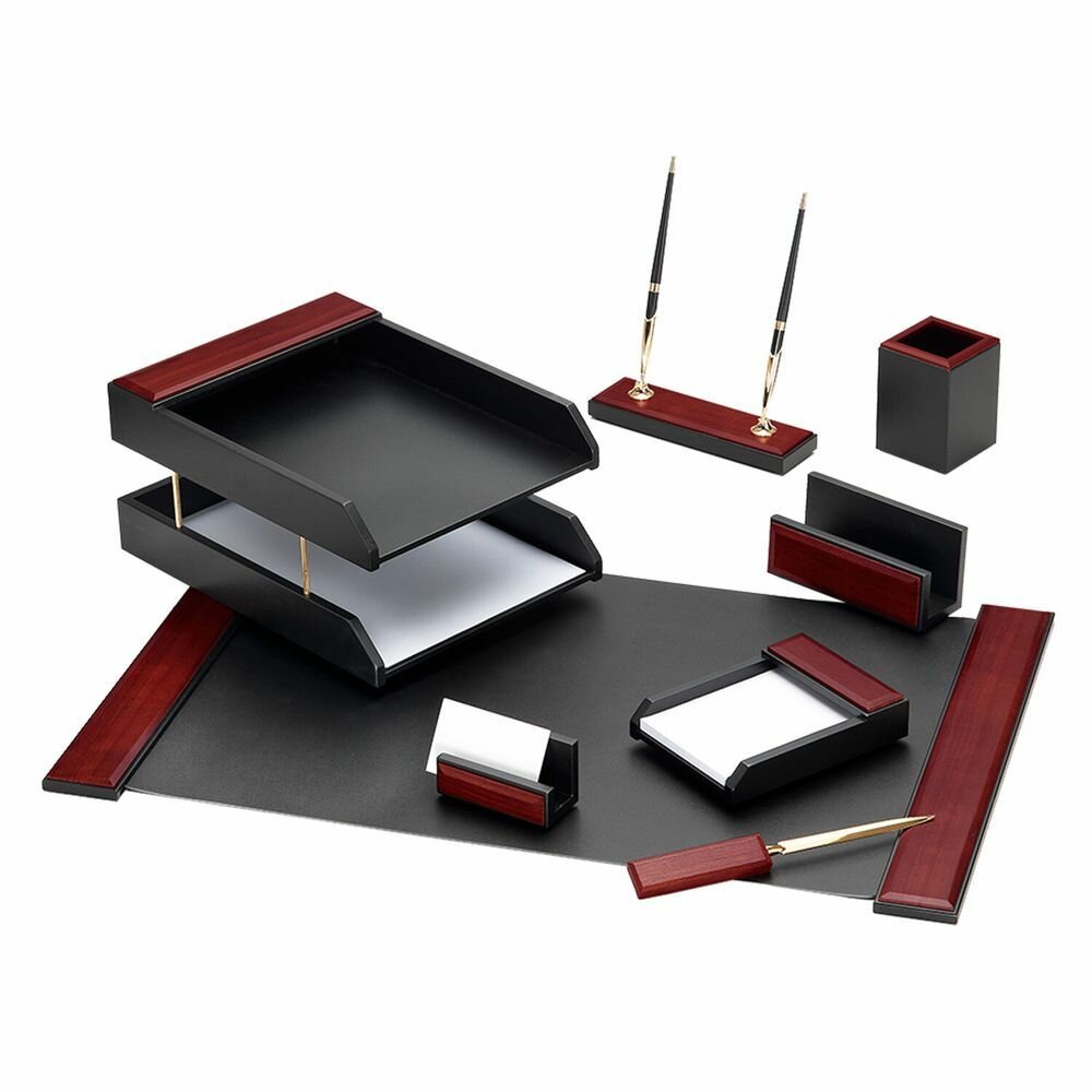 Набор настольный GALANT "Sirius" из дерева, 8 предметов, цвет "красное дерево/чёрный"