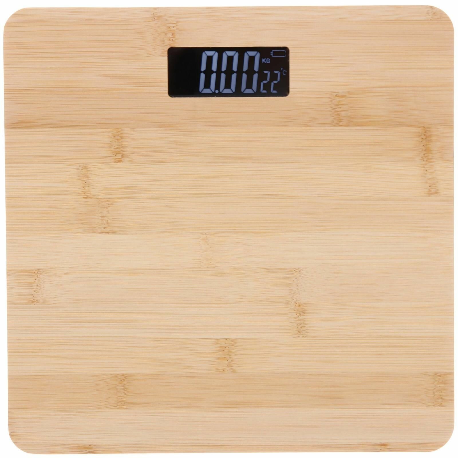 Весы КНР напольные электронные "ЭКО" 28х28 см работает от 2хААА, бамбук