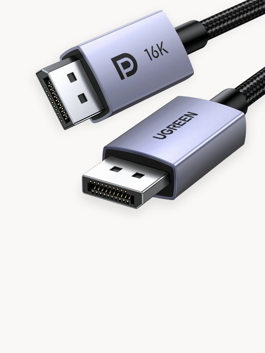 Кабель DisplayPort 2.1 UGREEN 16K, 4К 240 Гц, оплётка, 1 метр