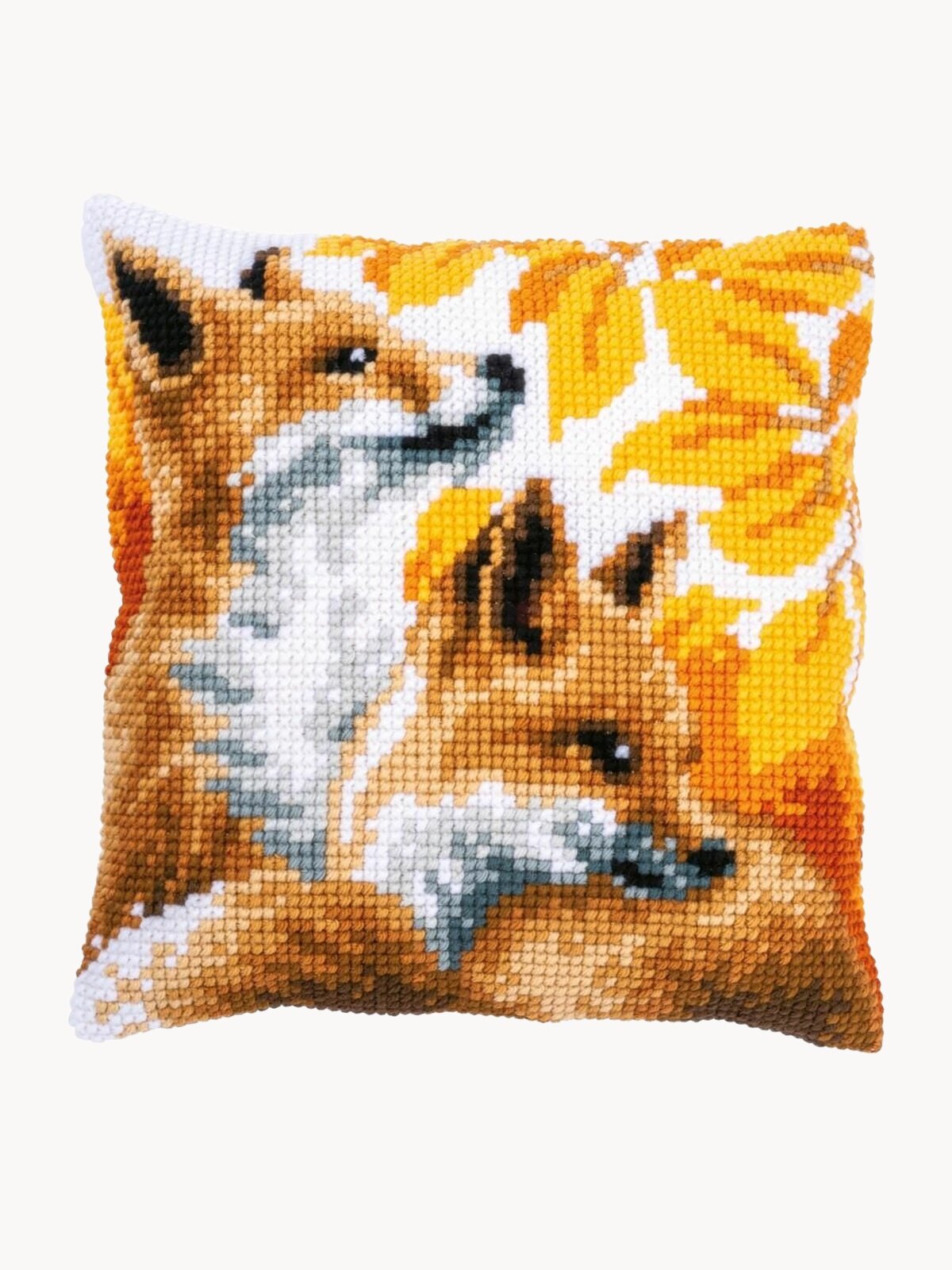 PN-0198004 Набор для вышивания несчётный крест (подушка) 40х40, "Лисы осенью" Vervaco