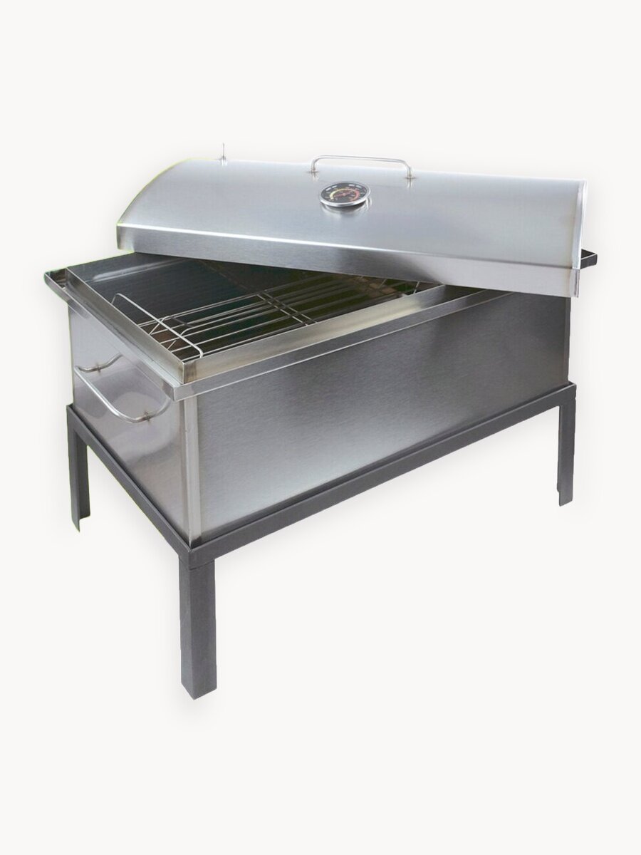 Коптильня Хатанга КПНХ-5-7-С-Т из нержавеющей стали 1,5 мм, 40х28х25 см, крышка Сфера, термометр.