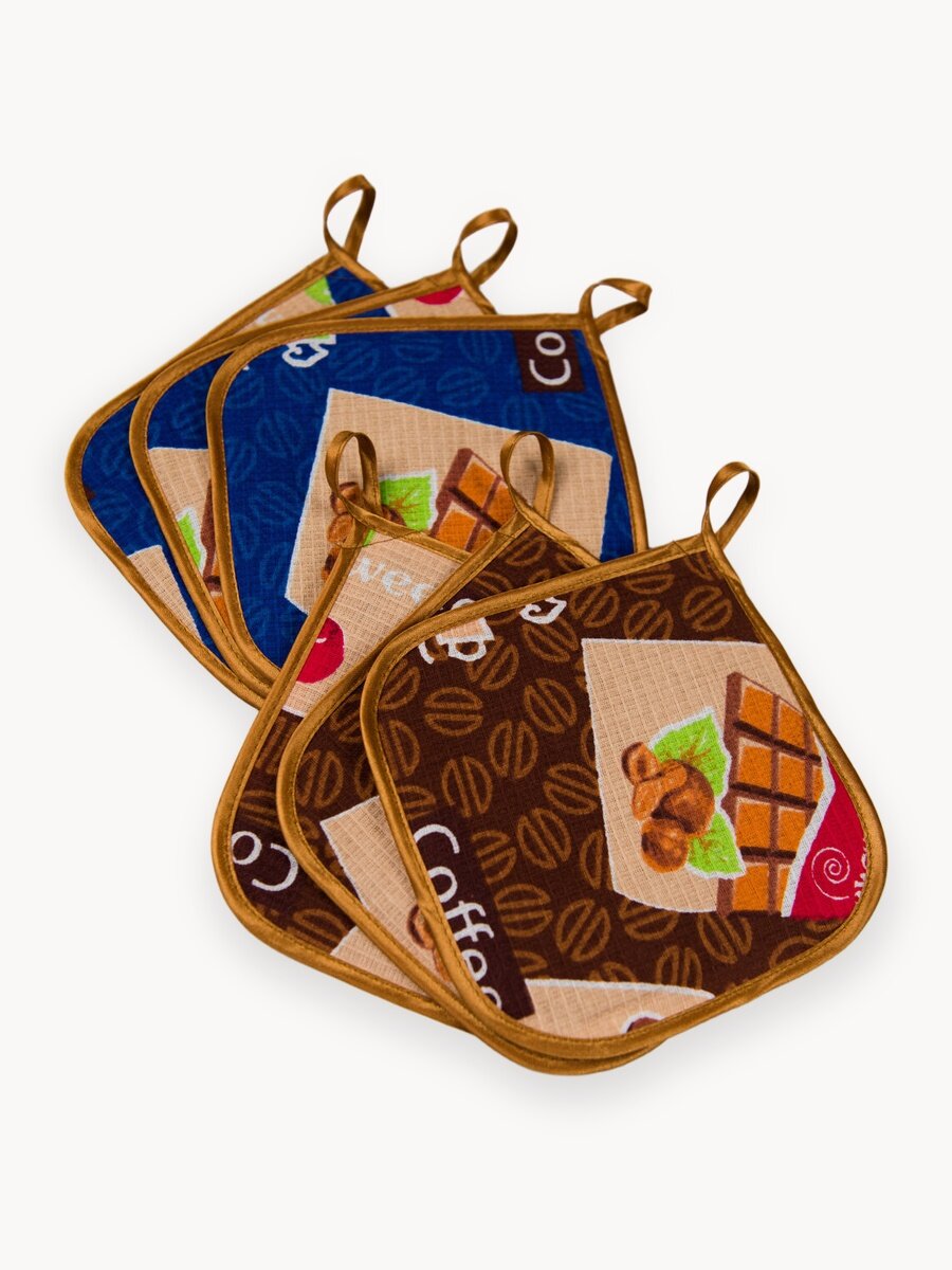 Набор прихваток БельВита, 17x17 см, набивные, вафельные, 6шт