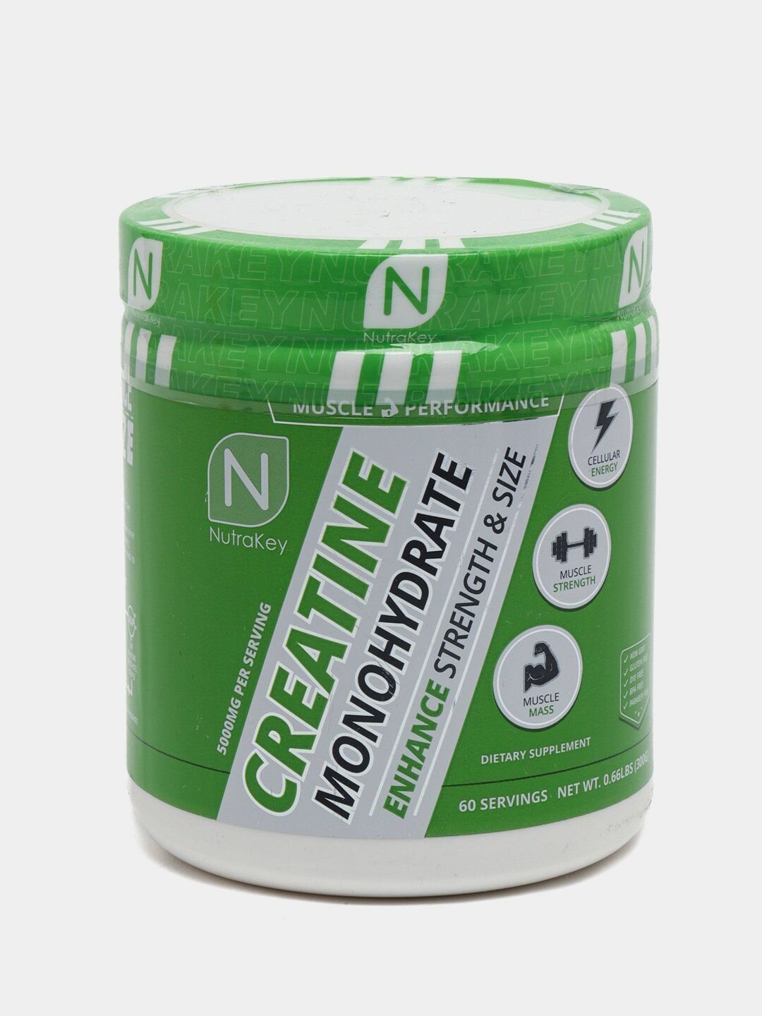 NutraKey Creatine Monohydrate 300 г — креатин моногидрат 100%, порошок, без вкуса, 60 порций — фото 1