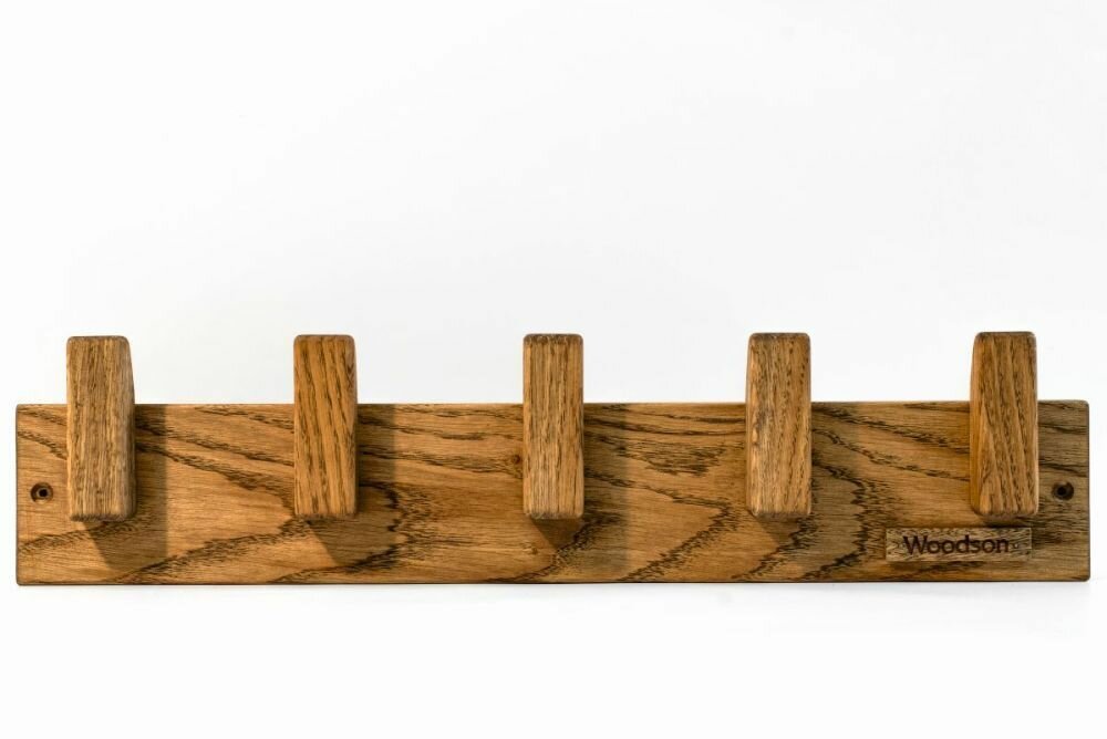 Вешалка Woodson, дуб, для бани, настенная, 5 крепежей, коричневая — фото 1