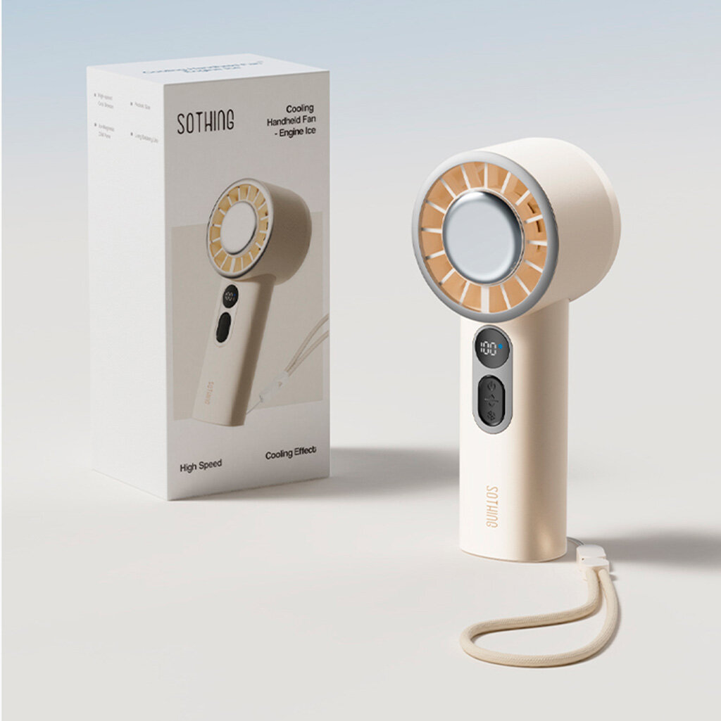 Вентилятор ручной портативный с охлаждающей пластиной Sothing Cooling handheld FAN-Engine Ice (DSHJ-S-2418B) БЕЖЕВЫЙ