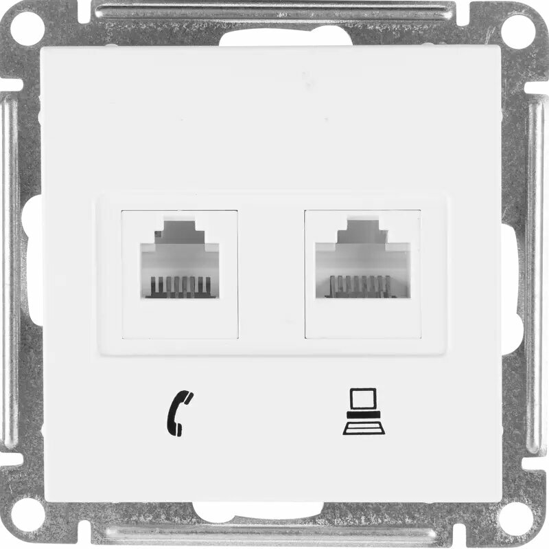 Телефонная/компьютерная розетка встраиваемая Systeme Electric W59 RJ11 цвет белый