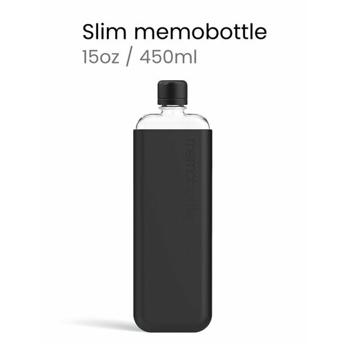 Бутылка с силиконовым чехлом Memobottle Slim, черный