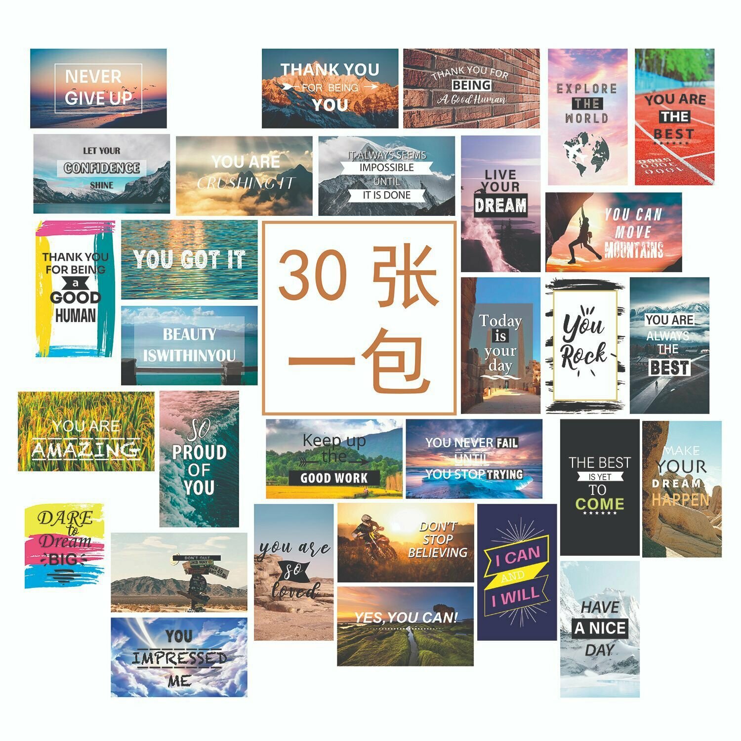 Набор открыток "30 вдохновляющих открыток", на английском языке, ландшафтная модель