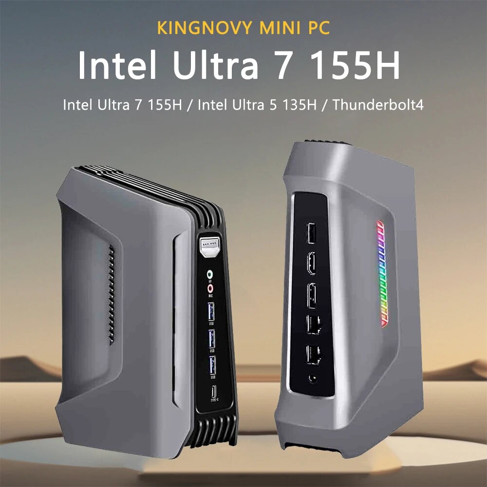 KingnovyPC F12 Мини-ПК Intel Core Ultra 5 125H, 64GB DDR5 4TB NVMe, Intel Ultra 5 125H, Великобритания