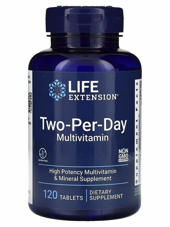 Мультивитамины для приема два раза в день, Two-Per-Day Multivitamin, Life Extension, 120 таблеток