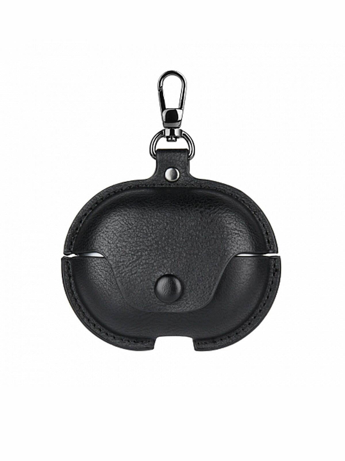 Чехол для наушников Huawei FreeBuds 5i ( Хуавей Фри Бадс 5 ай ) эко кожа на кнопке с карабином, черный