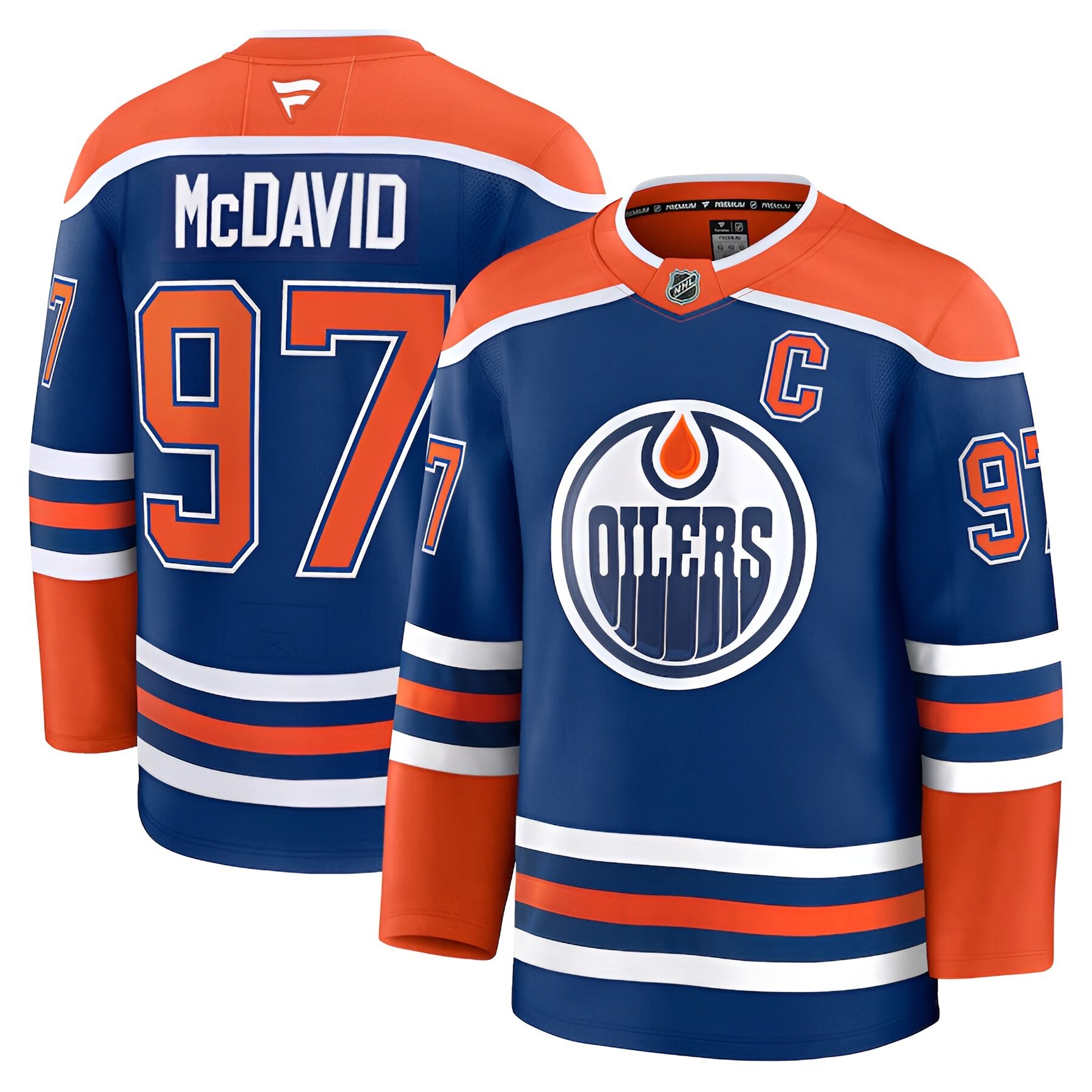 Форма спортивная N.1 Хоккейный костюм NHL Edmonton Oilers 97#McDavid 29# Draisaitl Jersey размер 52 синий/оранжевый
