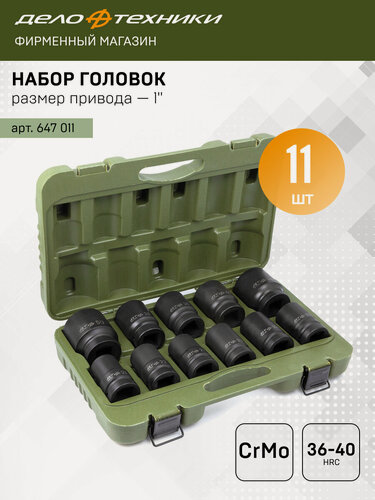 Изображение товара Набор головок для ручного гайковерта 1", 11шт. (536410), Дело Техники, 647011