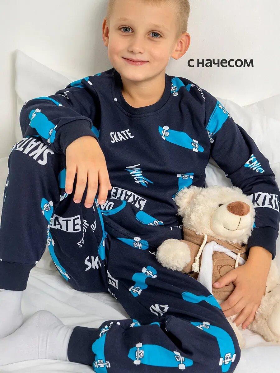 Пижама Happyfox для мальчиков размер 134 т.синий