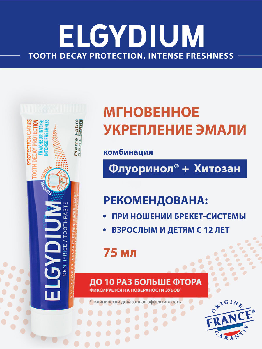 Зубная паста Elgydium "Защита от кариеса", Эльгидиум, Франция, 75 мл.