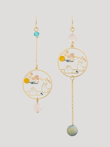 Изображение товара Серьги непарные, акрил, жемчуг имитация, эмаль