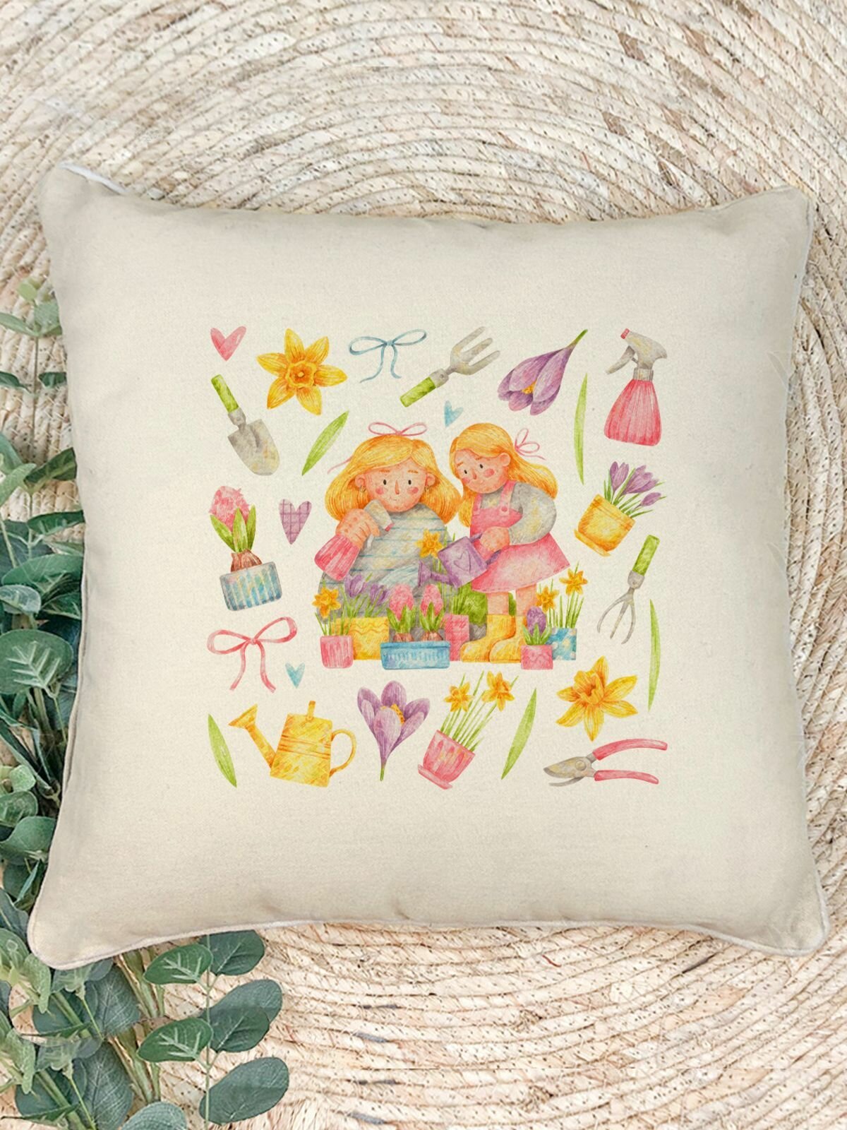 Наволочка для декоративной подушки Gerasim "Весна в саду", 41х41 см, эко-ткань хлопок/полиэфир