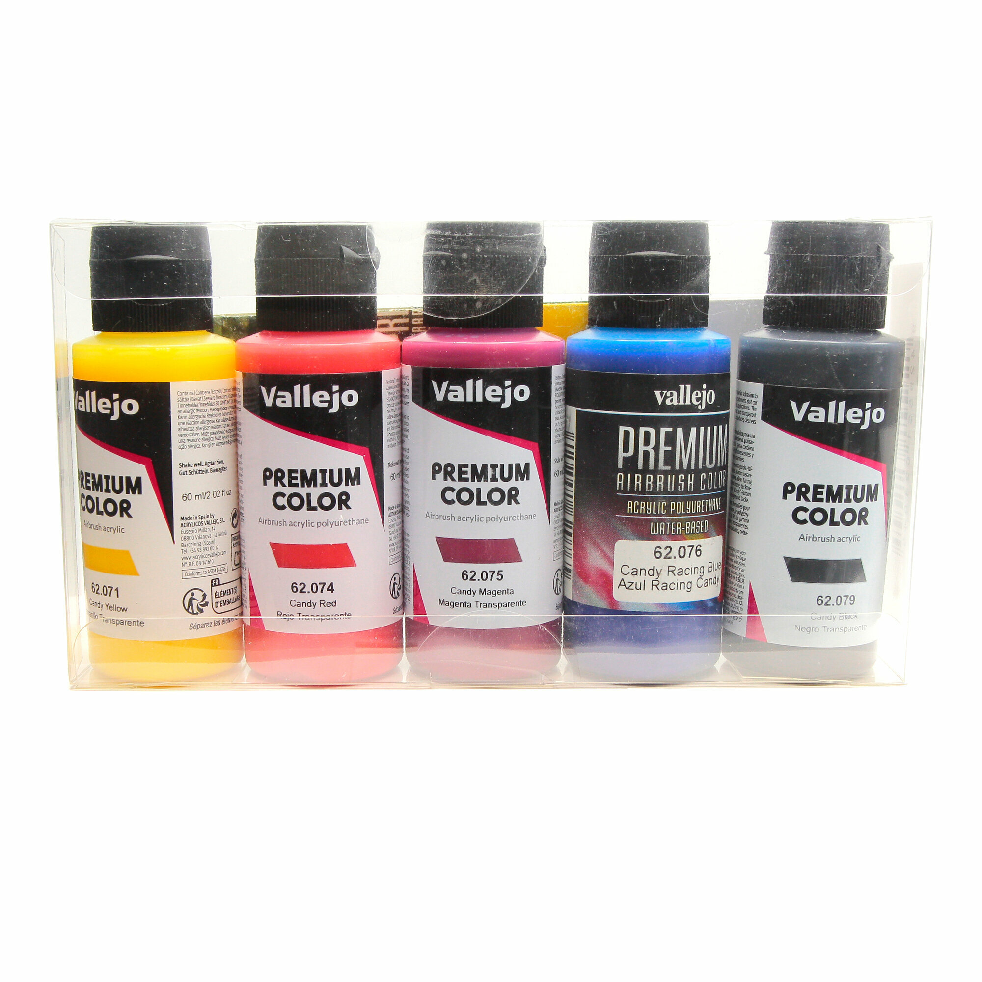 Набор акриловых красок для аэрографа Vallejo Premium AirBrush Color - Candy Colors Set 62104, 5 шт по 60 мл