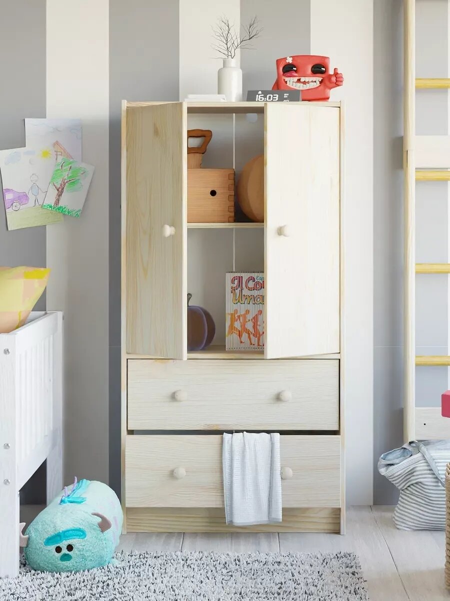 Комод Раст 2 двери 2 ящика  с органайзером  из сосны  в лаке