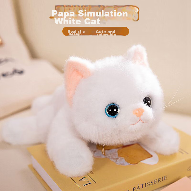 WELTSTON Реалистичная белая кошка плюшевая игрушка подушка 30см подарок для девочек Цвет：Манго-кошка, 30 см, Белая