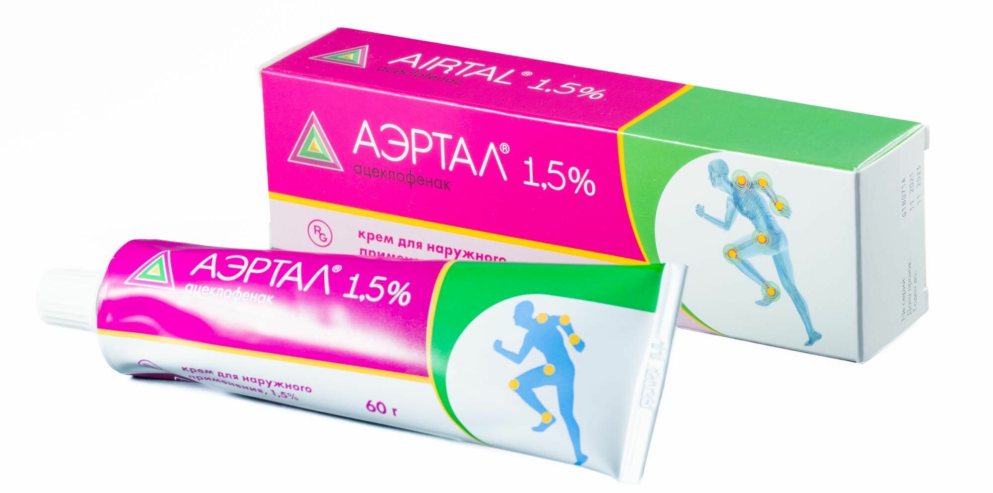 Аэртал крем, 1,5%, противовоспалительное средство при боли в спине, мышцах и суставах, для наружного применения, туба 60 г фото