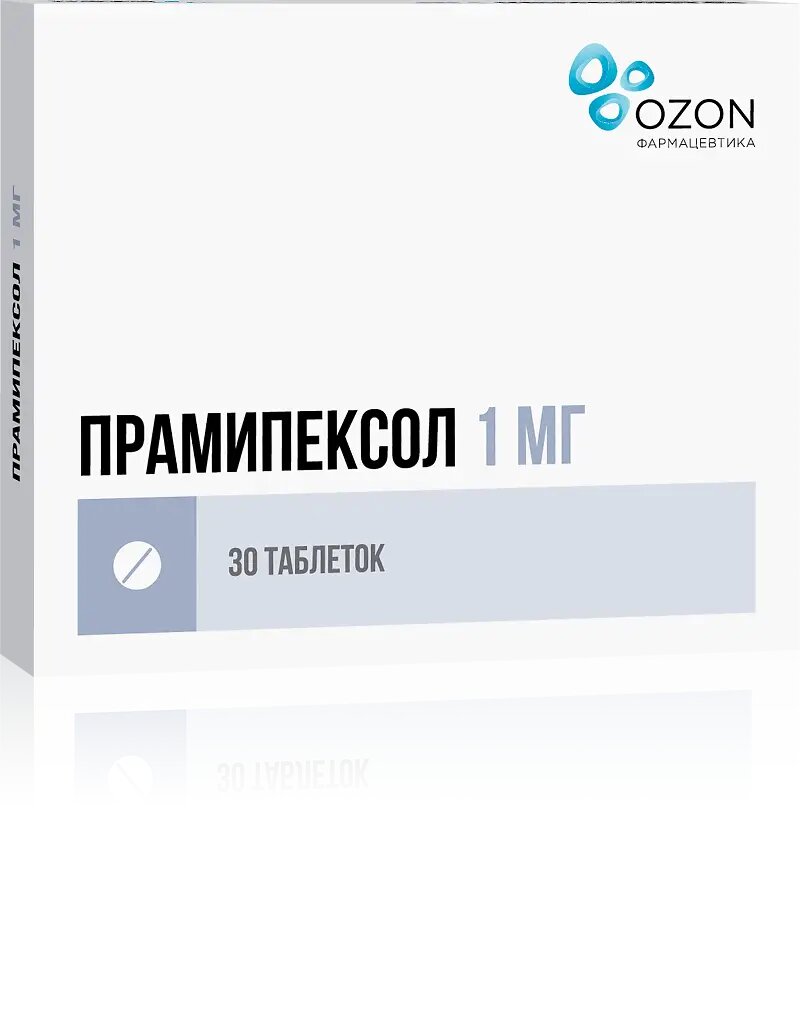 Прамипексол таблетки 1 мг 30 шт