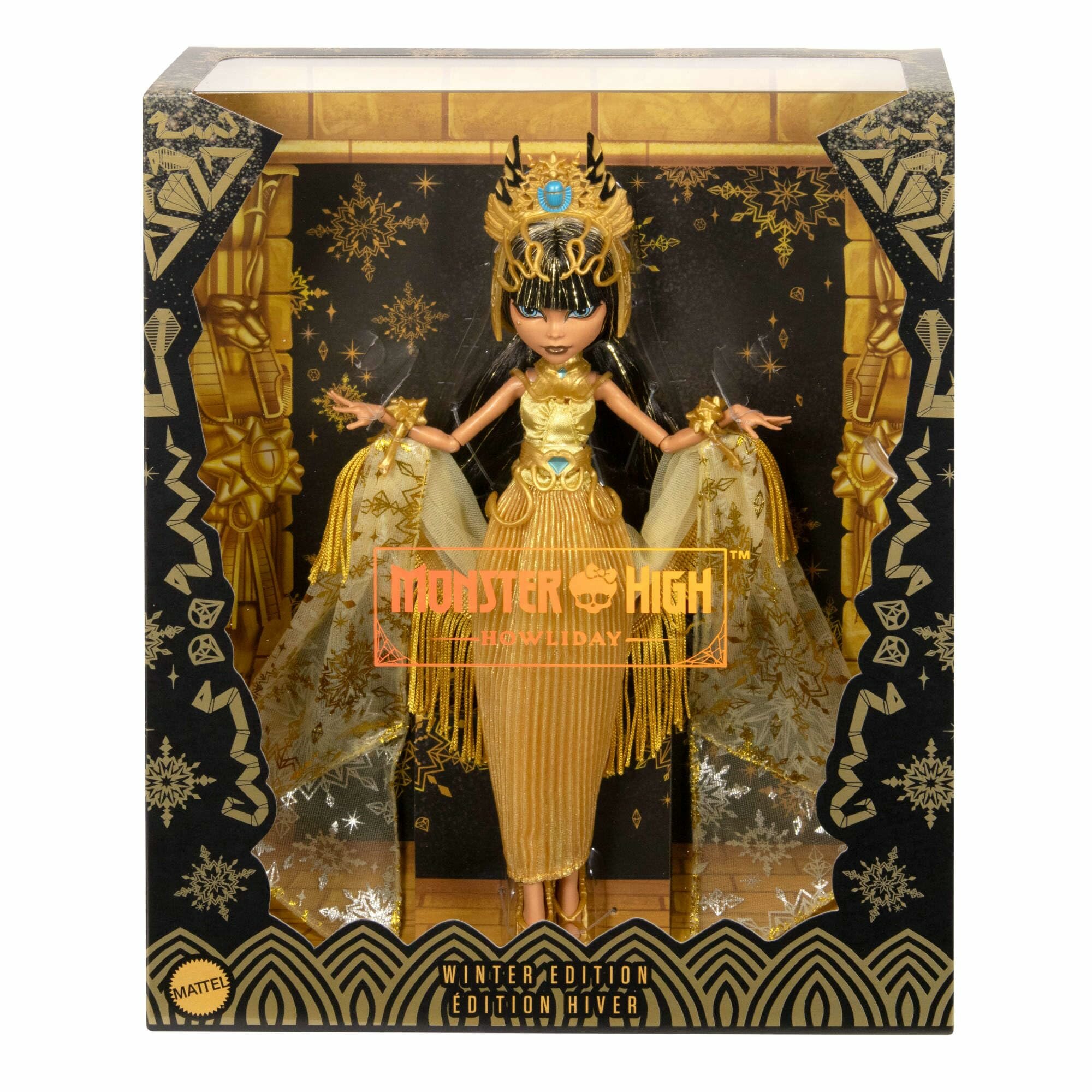 Mattel Monster High Howliday Winter Edition Cleo / Модный Игрушечный Набор Для Кукол С Золотистым Платьем Монстр Хай