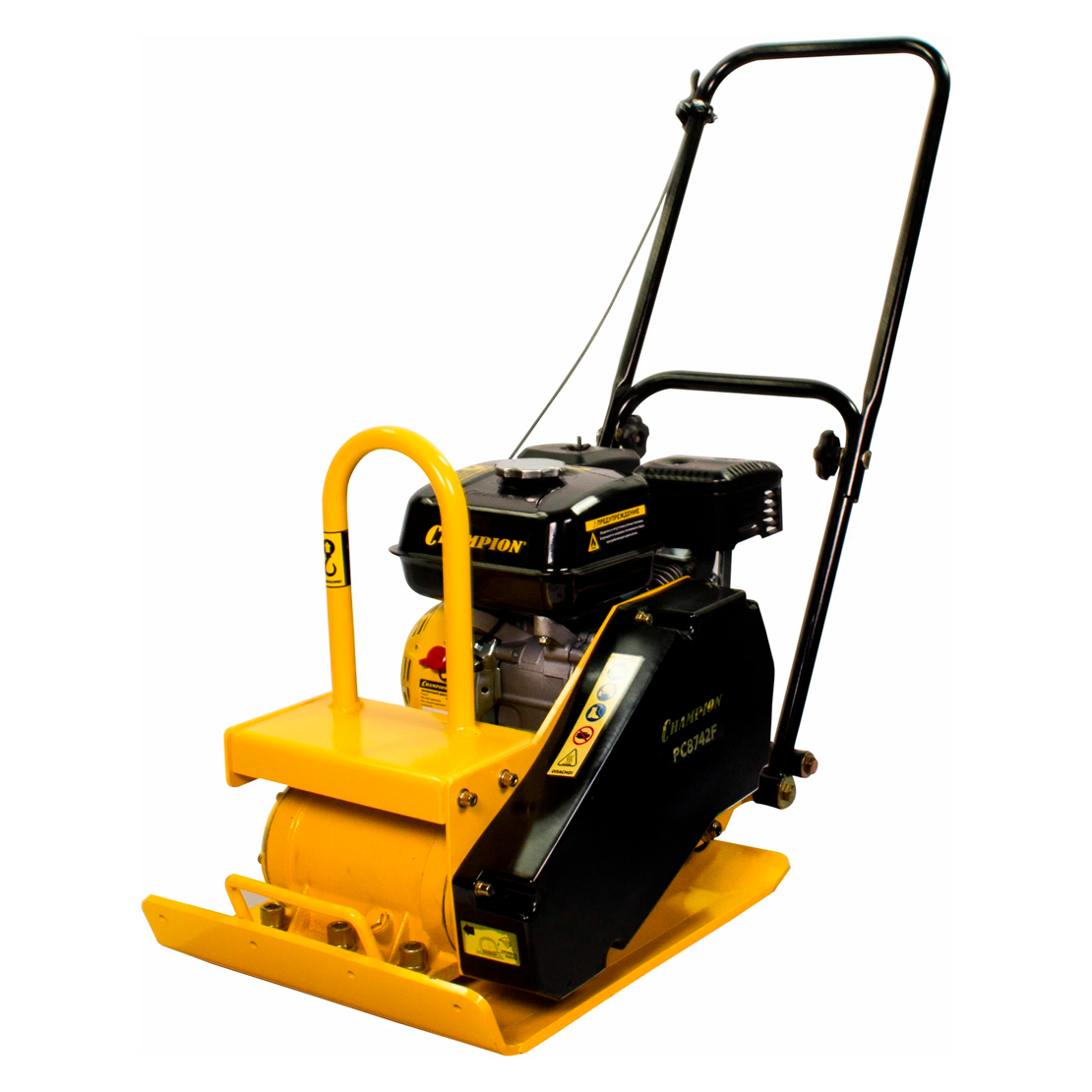 Бензиновая виброплита Champion PC8742F 565х425 мм 65 л. с бак 3.6 л 0.4 л/ч желтый