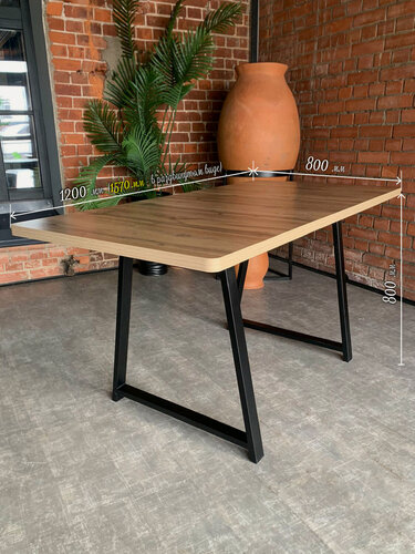 Изображение товара Стол раздвижной Орфей 1 кухонный обеденный лдсп Дуб Вотан 120/157*80 высота 80 опоры в стиле лофт металл черный