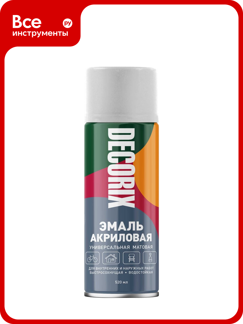 Аэрозольная акриловая эмаль Decorix (универсальная; белый; матовый; 520 мл) 0101-24 DX