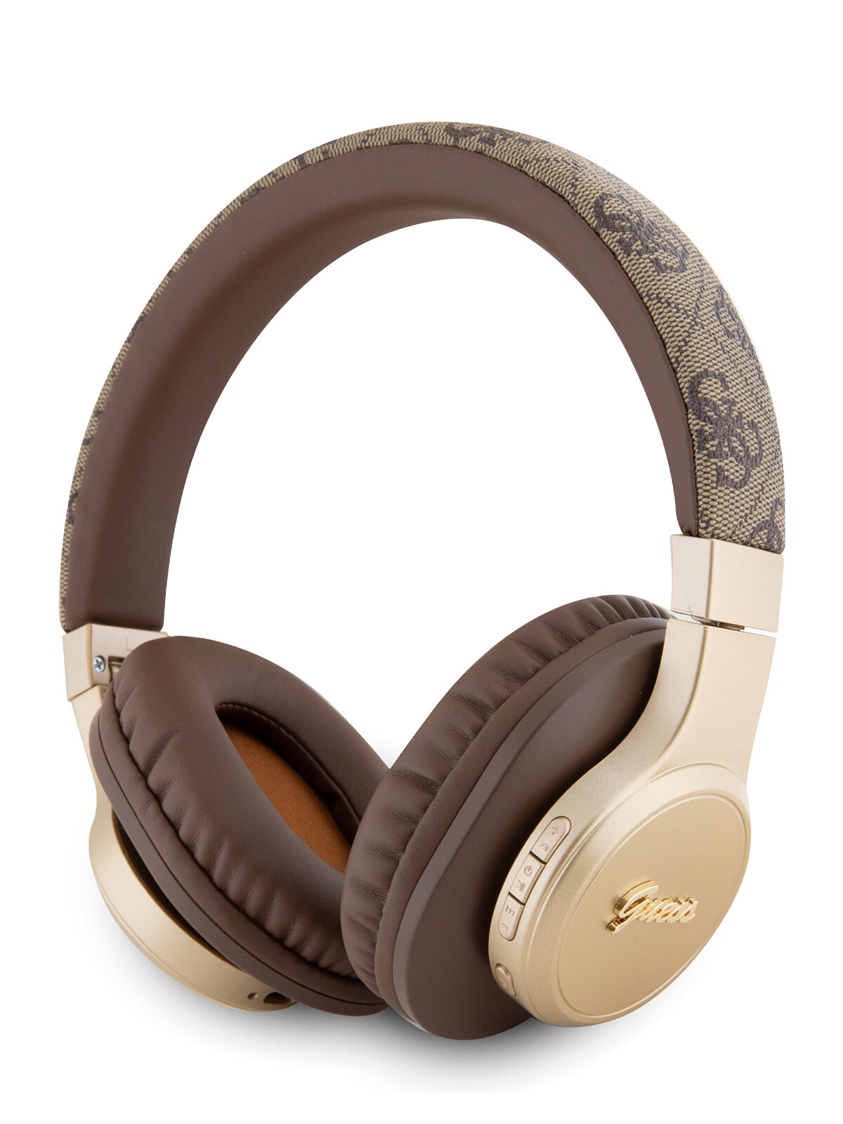 Наушники Guess Bluetooth 5.3 с обводкой из экокожи, с разъемом AUX, коричневый