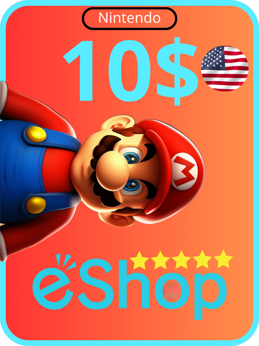 Пополнение счета Nintendo eShop Код активации на 10 USD $ | Подарочная карта Nintendo eShop США | Gift card Nintendo USA