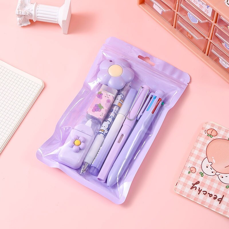 Подарочный набор канцелярских товаров 7 предметов фиолетовый