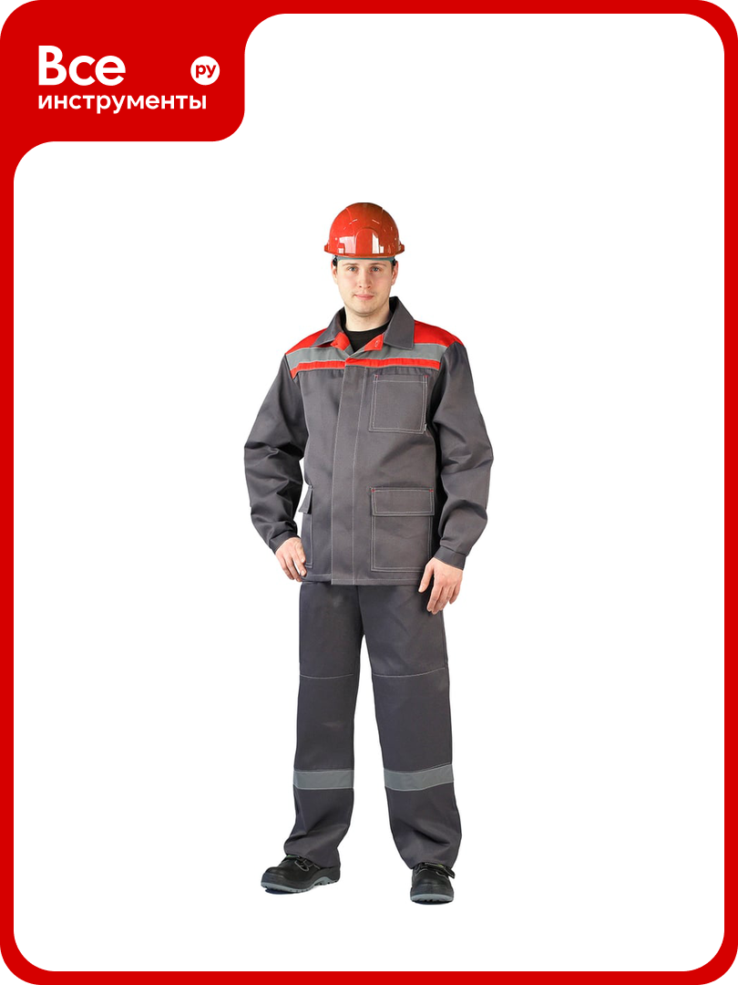 Костюм URSUS ударник темно-серый/красный КОС317-303 размер 48-50 рост 182-188