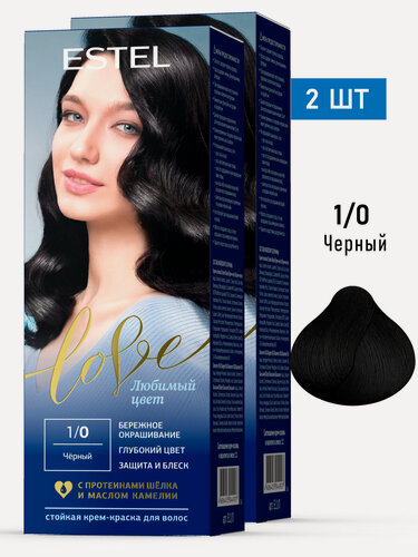 Изображение товара Краска для окрашивания волос ESTEL Love 1.0 черный 50+50+15 мл - 2 шт