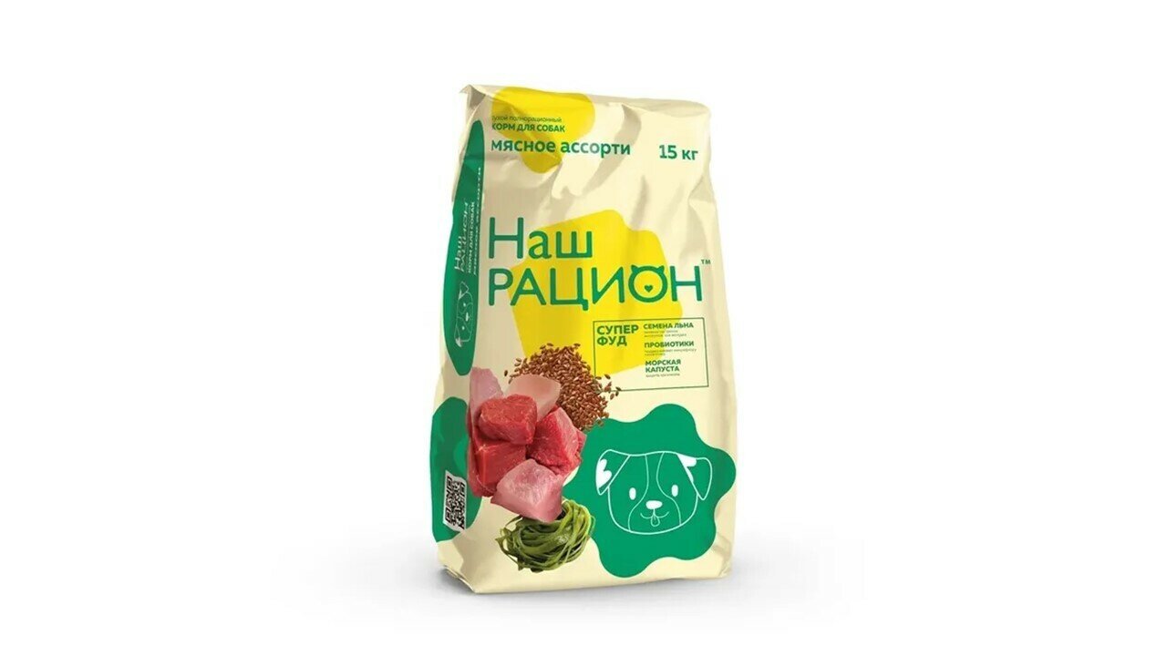 Корм для собак "Наш рацион" мясное ассорти 15кг