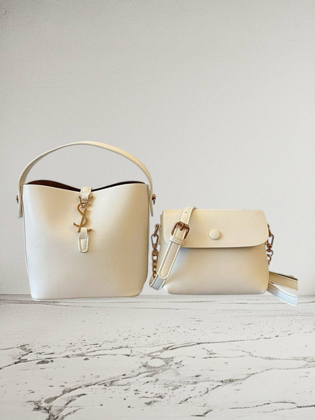 Сумка  YSL Style 2-in-1 Bag Set, фактура гладкая, белый2