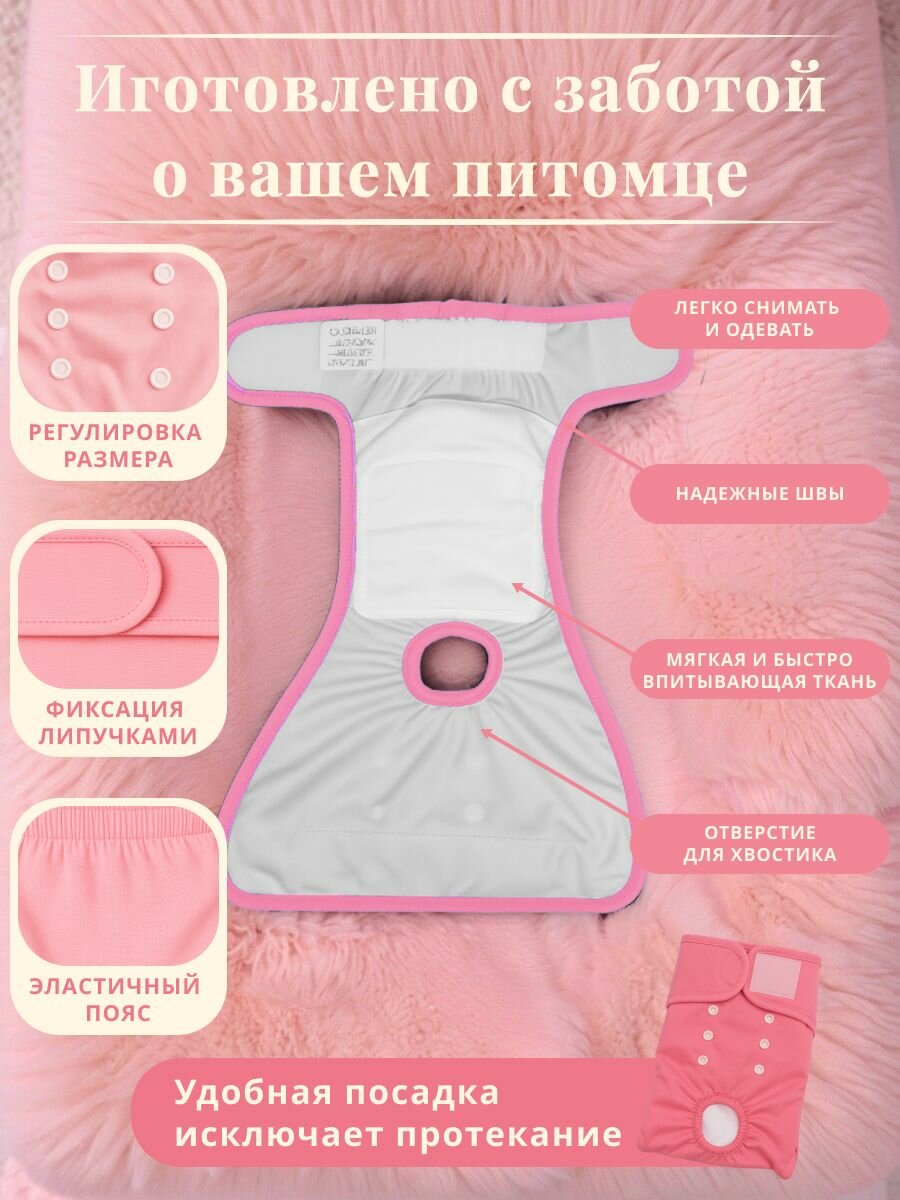 Трусы для собаки во время течки многоразовые L, подгузники для собак крупных пород впитывающие — фото 1