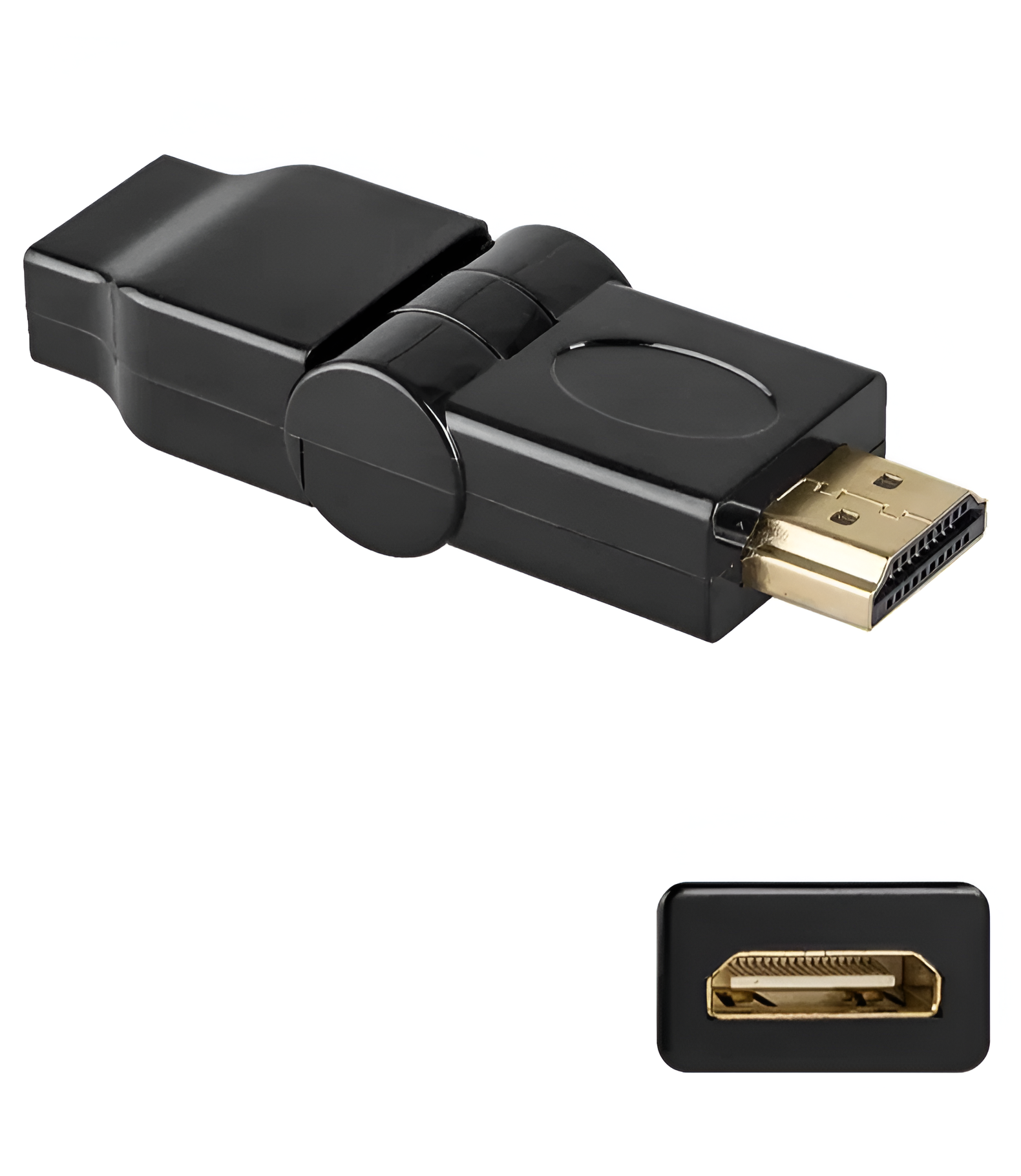 Переходник HDMI на HDMI с регулировкой наклона черный / Адаптер переходник гнездо Female (F) HDMI штекер Male (M)