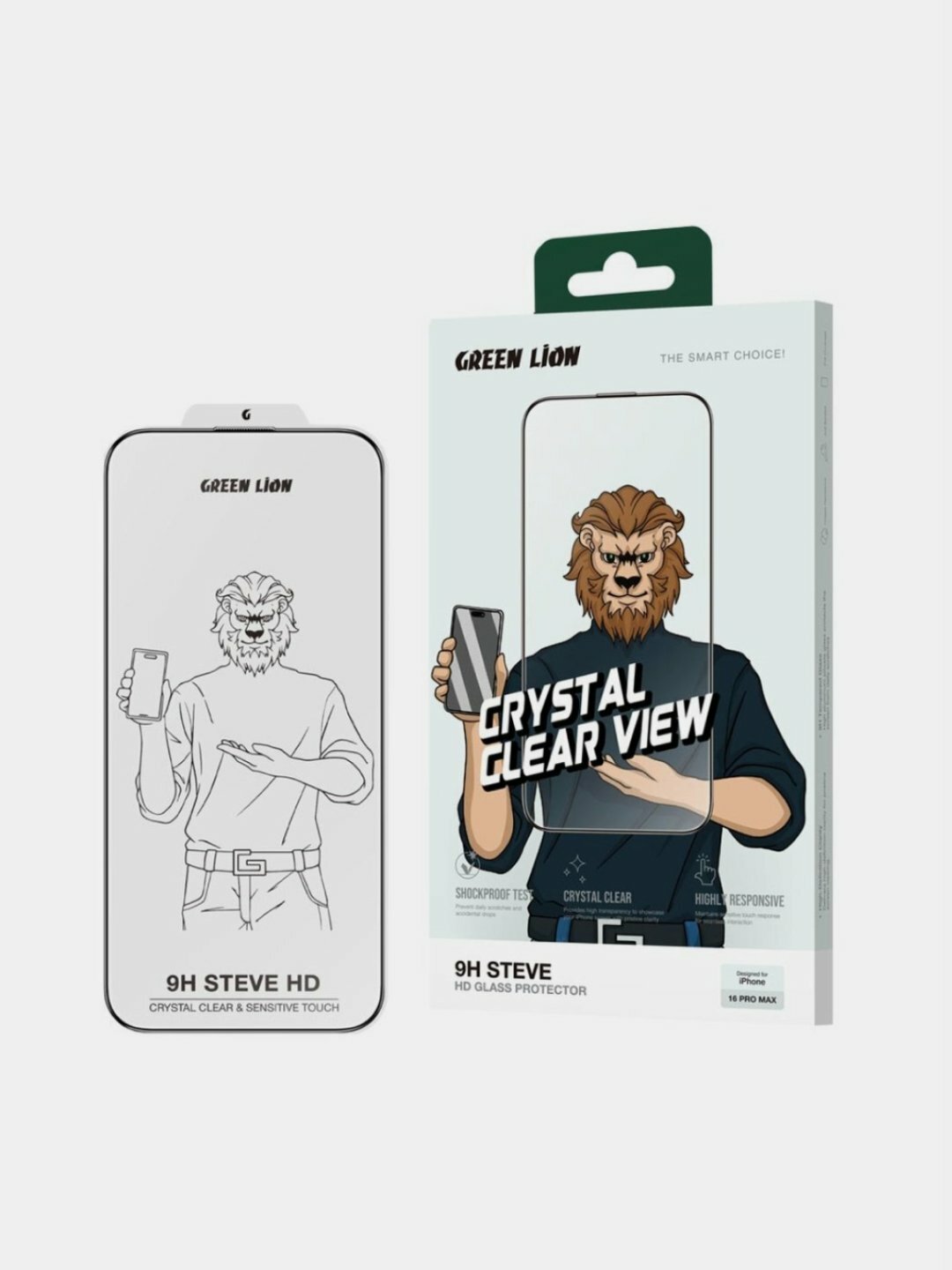 Защитное стекло Green Lion Steve, для iPhone 13 Pro Max, 3D, твердость 9H, бесцветное