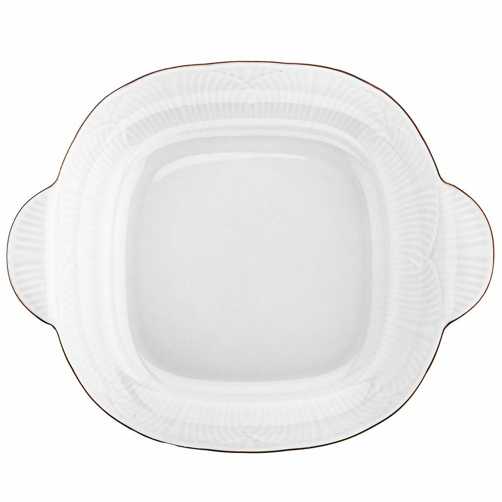 "Лотос" Блюдо фарфоровое 231х186х39мм, с ручками, рельефный декор, волнистый край, отводка золотом