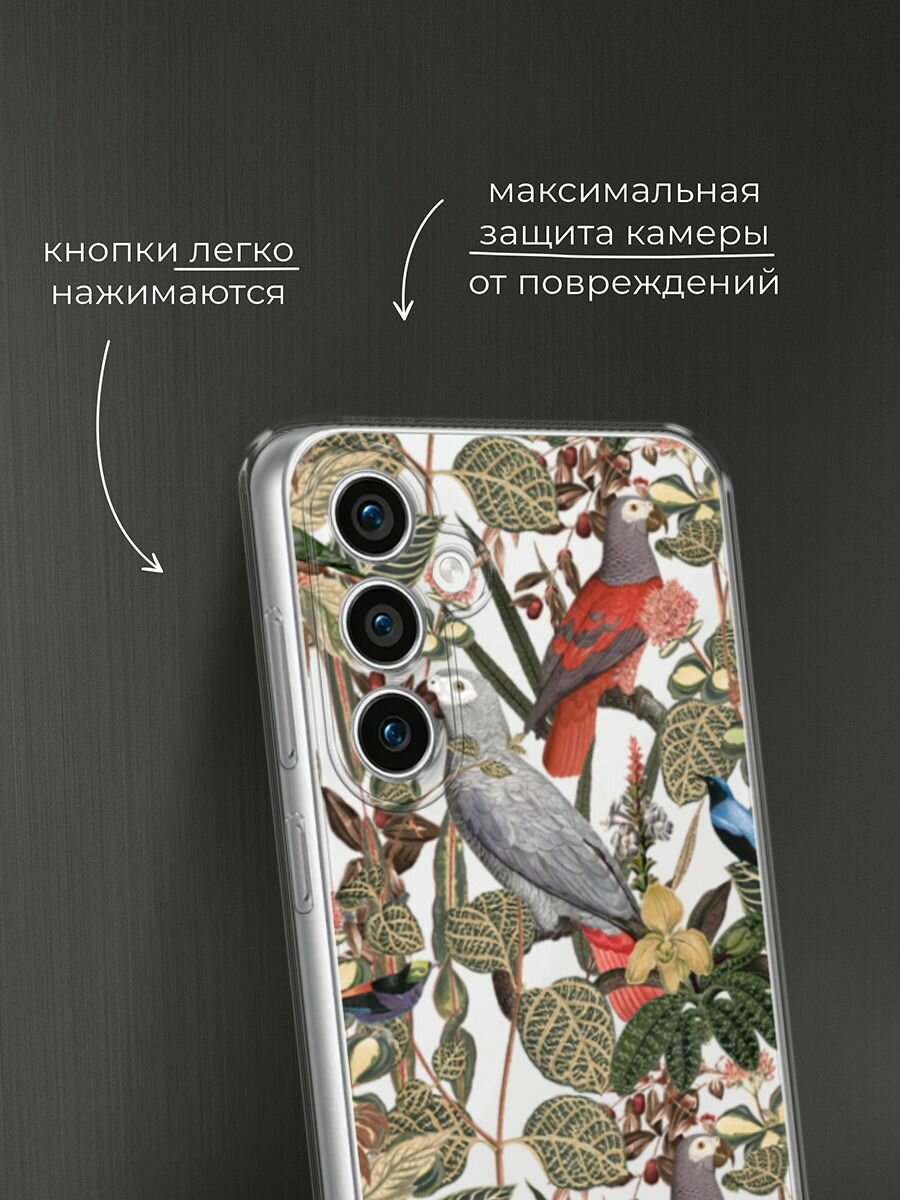 Чехол на Samsung Galaxy S23 FE 5G / Самсунг Галакси S23 FE 5G с принтом "Tropical pattern", прозрачный — фото 1