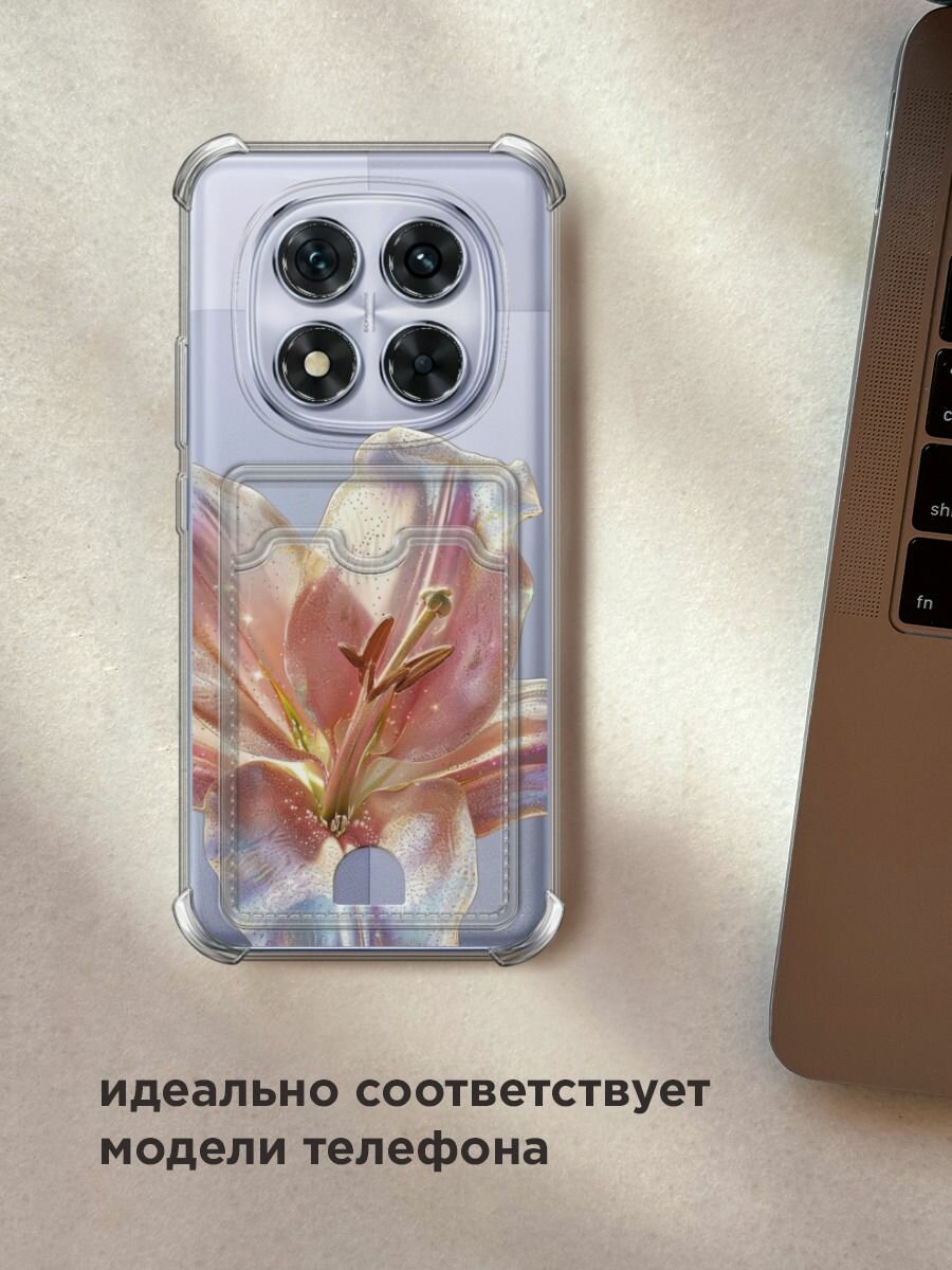 Чехол на Poco X7/Xiaomi Redmi Note 14 Pro 5G (Поко X7) с картой и принтом "Волшебная лилия" — фото 1