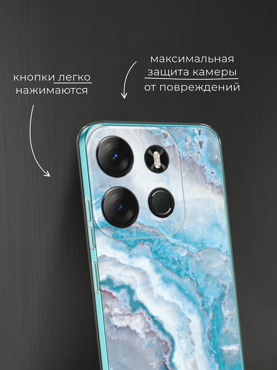 Чехол на Tecno Spark Go 2023/Infinix Smart 7 / Текно Спарк Гоу 2023/Инфиникс Смарт 7 с принтом "Нежно-голубой мрамор" — фото 1