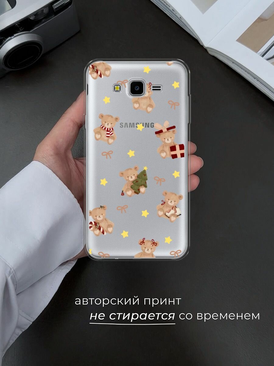 Чехол на Samsung Galaxy J7 Neo / Самсунг Галакси Джей 7 Нео с принтом "Игрушечный мишка", прозрачный — фото 1